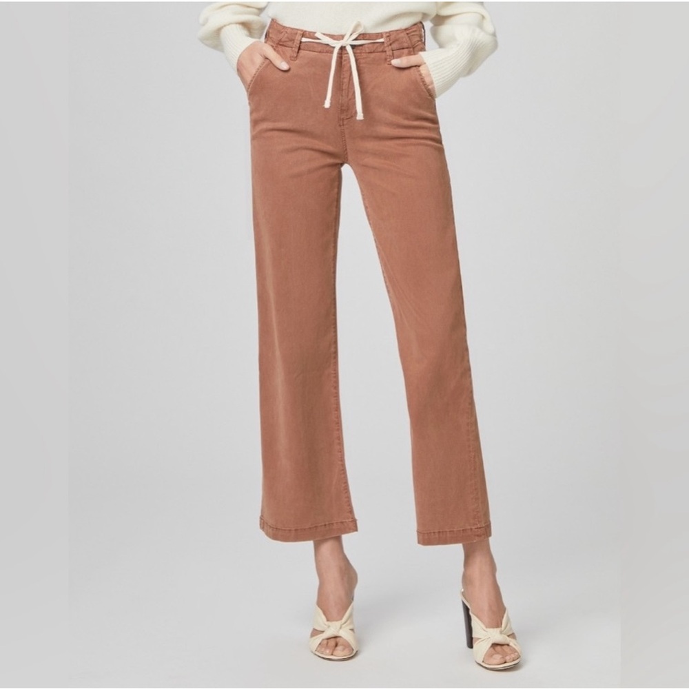 PAIGE Carly Drawstring High Waist Wide Leg Jeans Pants in Vintage Mocha  sz 25